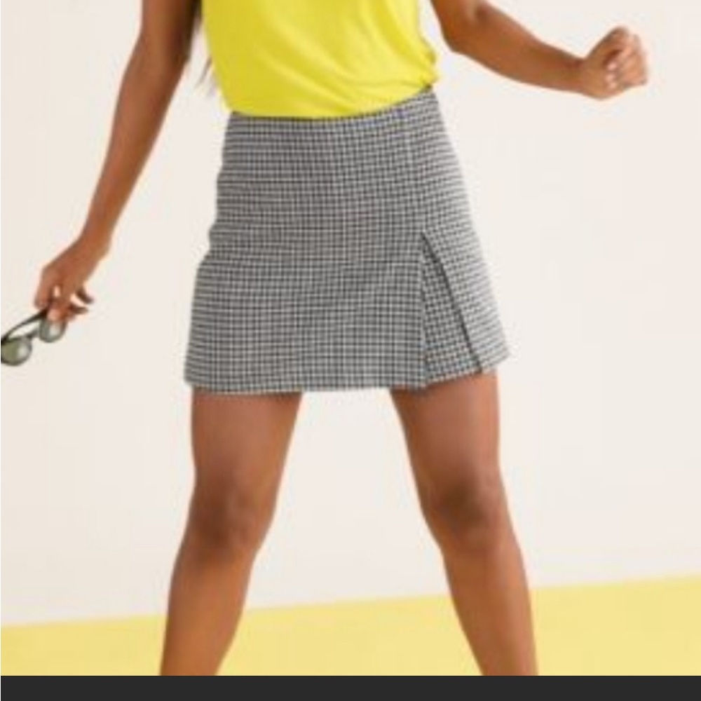 CAbi Black and White Gingham Mini Skirt